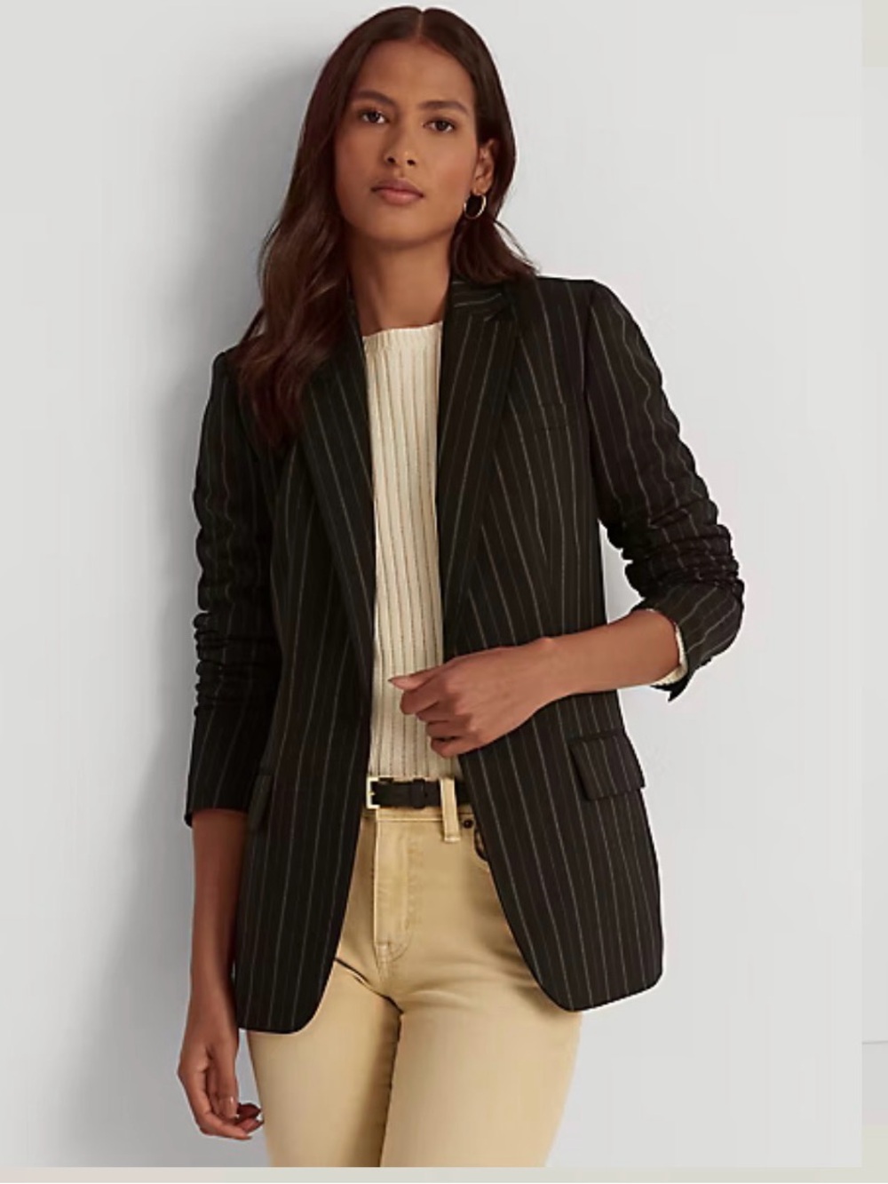 NWT Lauren Ralph Lauren Women's Black Pinstripe Blazer - Classic Tailored Jacket